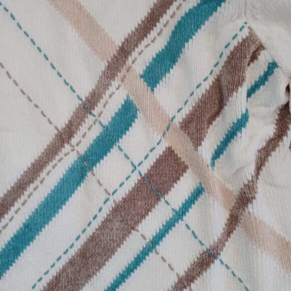 Alfred Dunner Woman 2X Sweater Cream Argyle Stripe Knit Pullover Mock Neck Plus - Picture 3 of 5